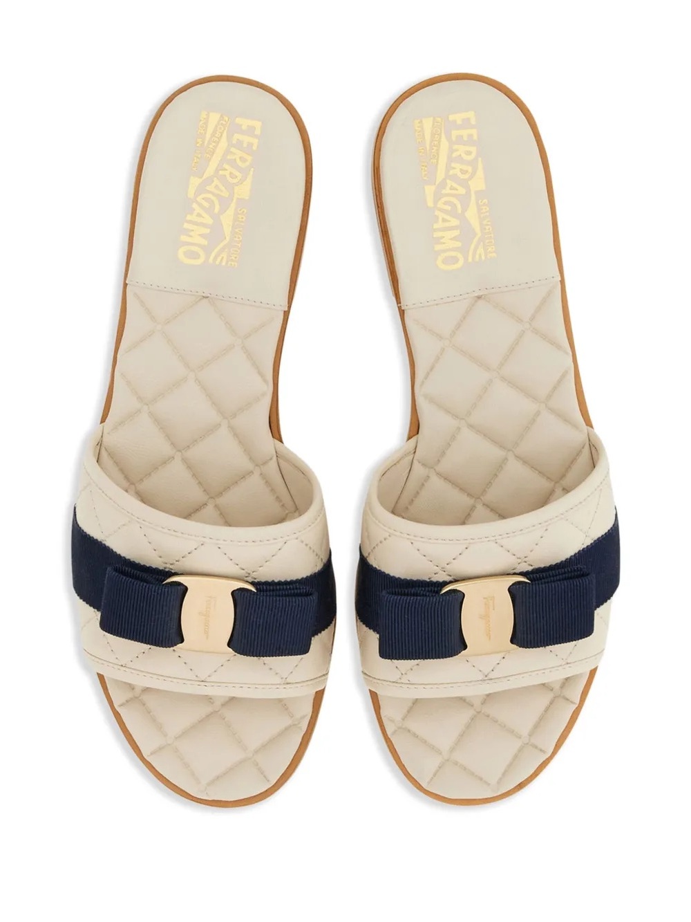 Salvatore Ferragamo Women's Lovec Q Bow Accent Quilted Sandals In White, Size 8